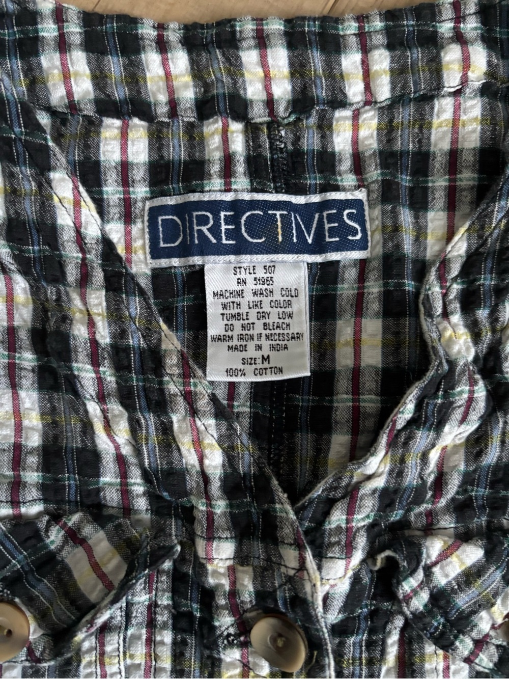 Vintage 90’s 100% Cotton Cropped Plaid Top - Picture 2 of 4